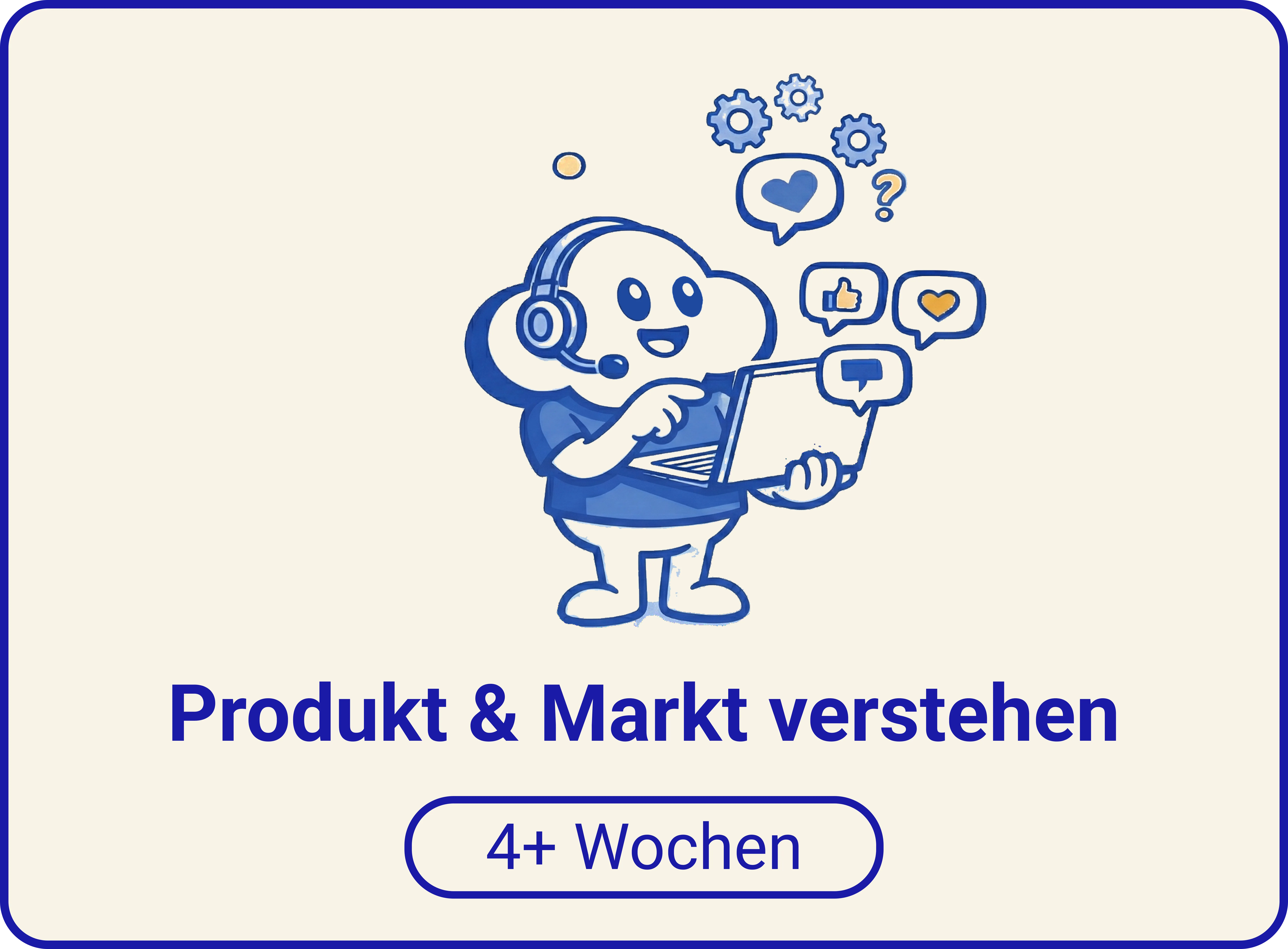 Illustration zum Product Studio: Produkt und Markt verstehen, 4+ Wochen.